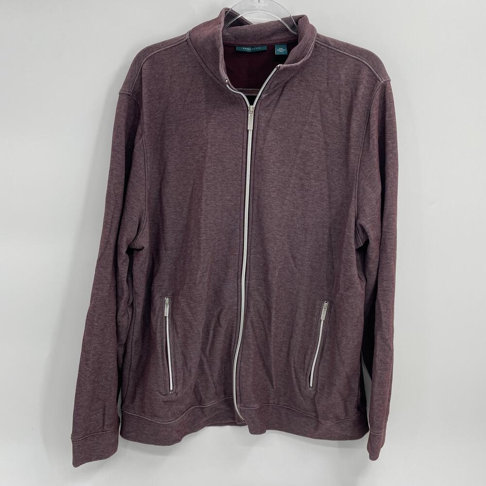 PERRY ELLIS Mens Sweater Size XXL Lightweight Jersey Full Zip Stretch Pockets